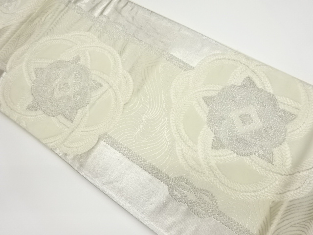 JAPANESE KIMONO / VINTAGE FUKURO OBI / WOVEN WAVE & FLOWER CREST